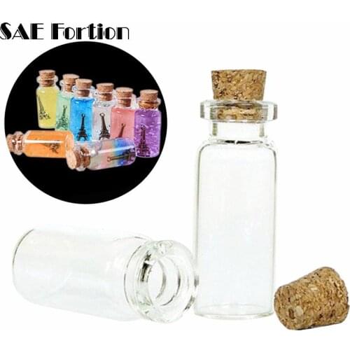 SAE Fortion 4Pcs 20*50MM 10 ML Mini Glass Bottles Empty Cork Sample Accessories Decoration Jars Craft With Stoppers For DIY I2Y5