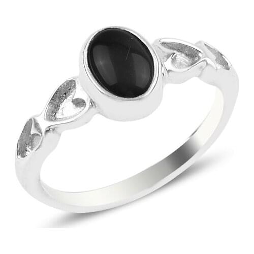 Silverlina Silver Onyx Engagement Ring