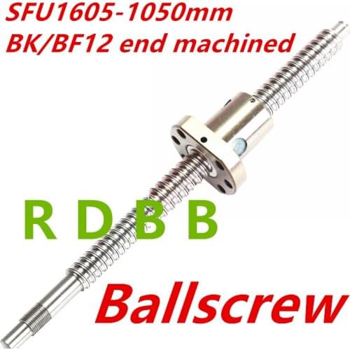 SFU1605 - L1050mm Free shipping SFU1605 1050mm ball screw C7 with 1605 flange single ball nut BK/BF12 end machined