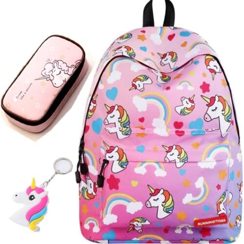 Runningtiger unicorn backpack kids set unicorn backpacks for girls children laptop school bag School backpack bag