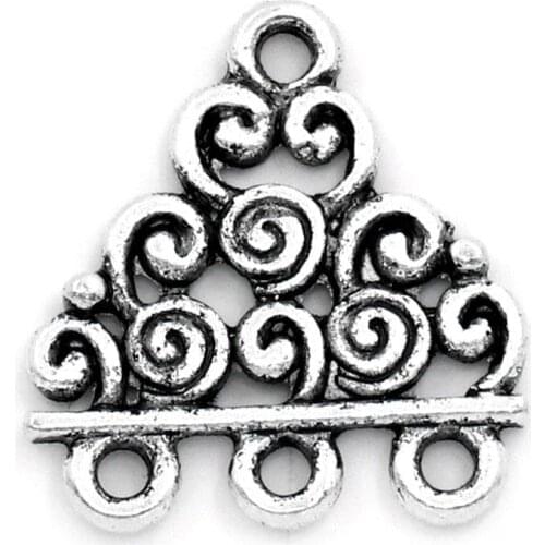 DoreenBeads Zinc metal alloy Connectors Findings Triangle silver color Circle Pattern color 18mm x 17mm ,8 PCs Hot new