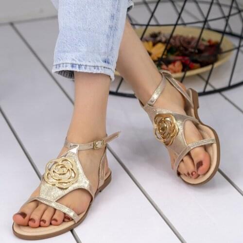 Tonar Pink Gold Skin Women 'S Sandals New Season Flat Sole Casual and Elegant Style Fashion Trend Style