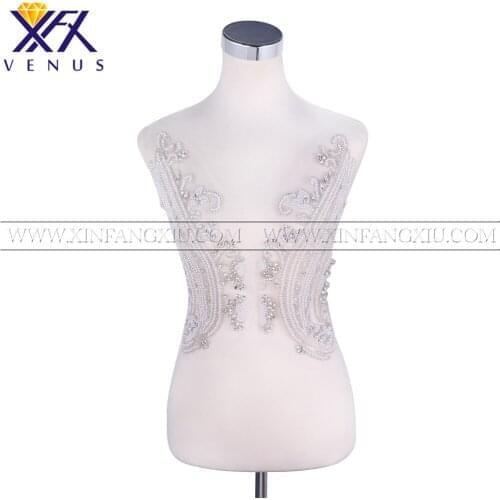 XFX VENUS 1 Pair Pure Handmade Sew on Rhinestones Pearl Patch Bridal Apparel Dress Accessory Sewing Crystal For Wedding Dress