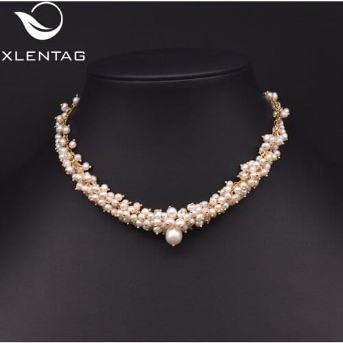 Xlentag Pure Natural Freshwater Pearl Necklace Gifts For Women Luxury Highend Jewelry Chain Necklace Women Wedding Gifts GN0235