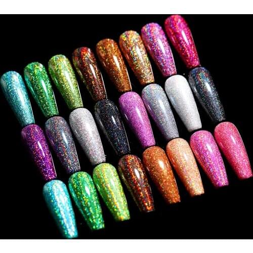 1 Box Holographics Powder on Nails Laser Silver Glitter Chrome Nail Powder DIY DIP Shimmer Gel Polish Flakes for Manicure Pigmen