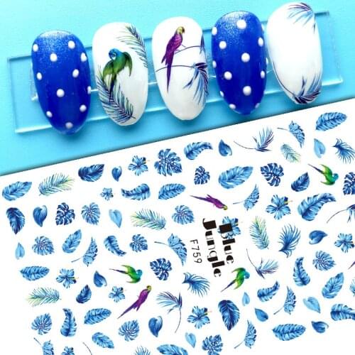1Sheet Colorful Flower Leaf 3D Nail Art Stickers Cool Fall Leaves Summer Autumn Adhesive Sliders Nail Decal Manicure for Nails