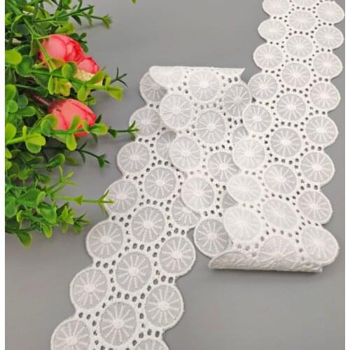 1Meter Floral Embroidered Cotton Lace Ribbon DIY Handmade Crafts Fabric Home Textile Garment Decor Tape 6cm Beige Lace Trimming