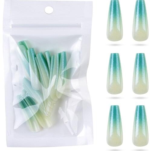 20/24Pcs Colorful Acrylic False Long Coffin Nails Fake Nails Flat Shape Art Tips Natural Full Cover Fake Nail Tip Manicure Tools
