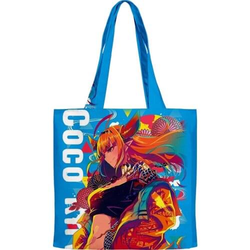 2021 hololive Hip Hop Handbags Cloth Canvas Tote Bag 3D Print Shopping Bags Reusable Shoulder Shopper Bags Pacakge bag