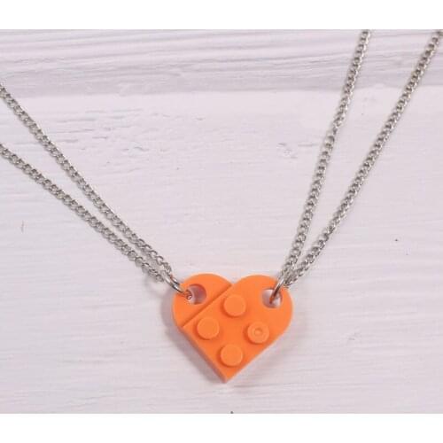 2021 Punk Heart-shaped Acrylic Brick Necklace for Lovers Women Men Pendant Couples Love Friendship Necklaces Jewelry Gifts