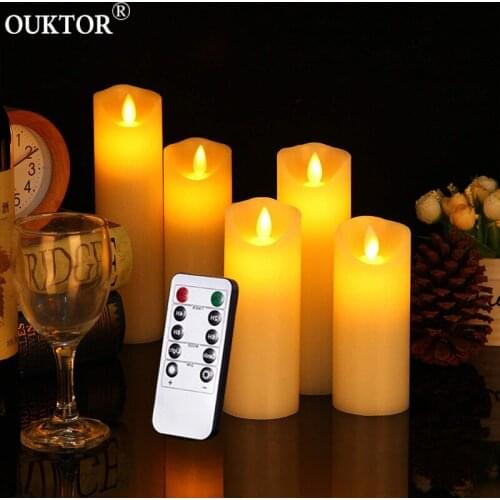 3pcs/lot Remote Control LED Candles Light Pillar Candles With Timer Led Tea Lights for Home Christmas Party Dinner Decoration