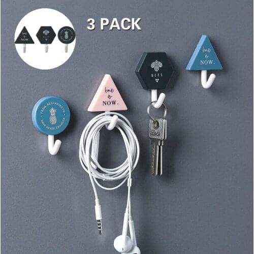 3pcs Color Free Punching Door Without Trace Nail Small Hook Clothes Hook Mounted Wall Hook Wall Hooks Decorative home storage