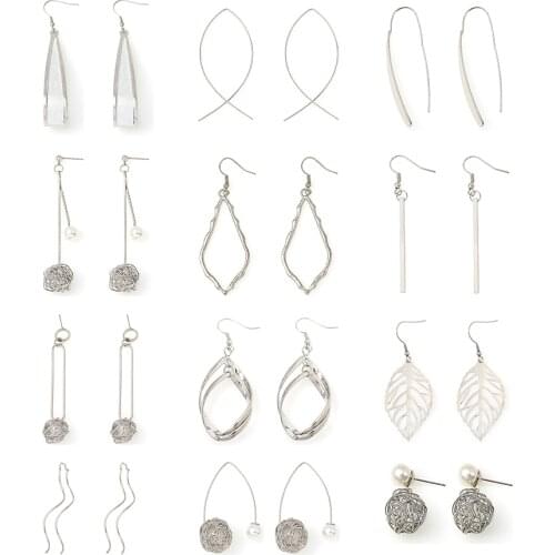 70mm Luxury Big Hollowing Geometry Pendant Earrings Set for Women Girls 12 Pairs Dandelion Leaves Dangle Earring New Years Gifts