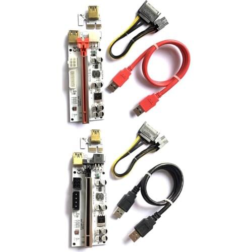 PCI-E Riser VER010-X Express 1X to 16X Extender USB 3.0 SATA Power Adapter Card W/ Work Indicator Light for Graphics Card Mining
