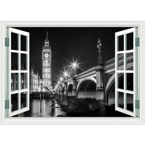 DIY Diamond Painting window frame scenic Big Ben Landscape Black and White diamond embroidery 5d Cross Stitch Mosaic picture P97