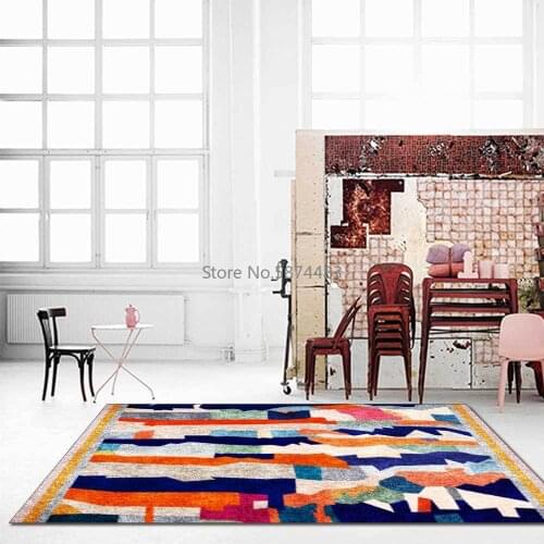 American Ethnic Style Irregular Geometric Multicolor Color Abstract Stripes Living Room Bedroom Bedside Carpet