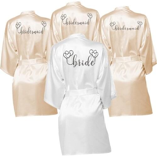 Black white Printing Bride Bridesmaid Robes Satin Pajamas Robe Dressing Pajamas Bridal Party Personalized Robes dressing gown