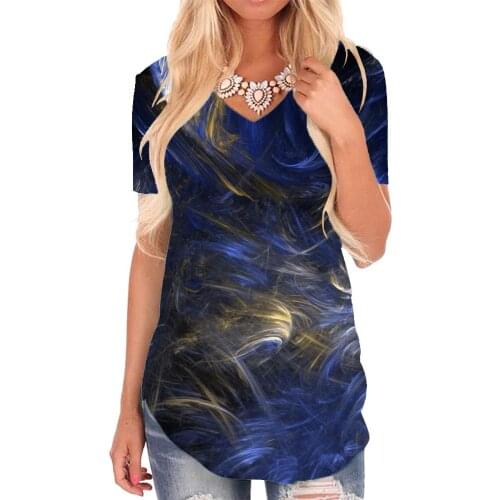 Giyu Brand Abstract T Shirt Women Psychedelic Tshirts Printed Art Shirt Print Harajuku V-neck Tshirt Womens Clothing Punk Rock