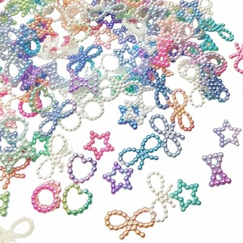 Multi Mixed Round Star Heart bow ABS Hollow Imitation Rainbow Color Plastic ABS Pearl Beads DIY For Jewelry Making Accessories
