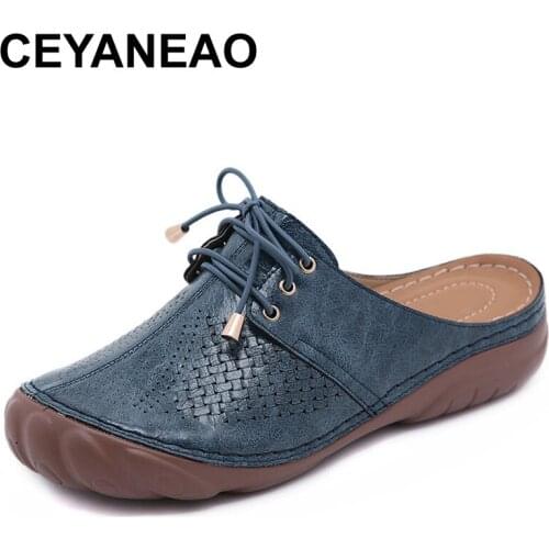 CEYANEAO2020 New Women Soft Wedge Slippers Flat Platform Sole Beach Mules Ladies Slides Party Sandals Comfortable Breathable Big