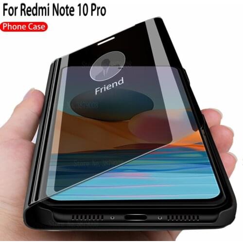 Note10pro cases smart mirror flip phone cover For xiaomi redmi note 10 pro 10pro magnetic stand case For redmi note10 pro red mi