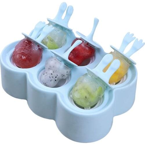 Homemade Ice Cream Mold Platsic 6 Cells Ice Cube Molds Mini Ice Cream Tray Popsicle Maker For Children Kitchen Accessories
