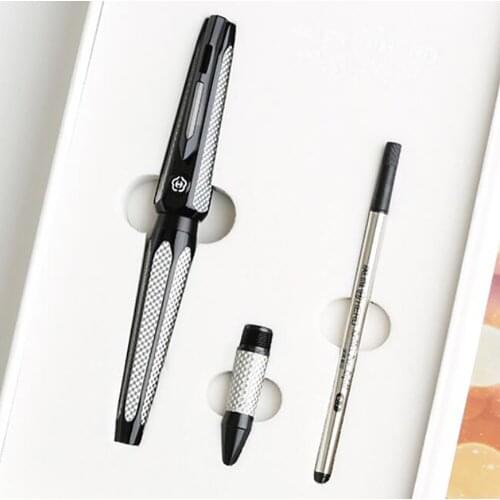 HERO H712 SPACE 10K Gold Fountain Pen with Rollerball Pen Refill Two-head Silver Collected Gift Pen & Box for Business Office