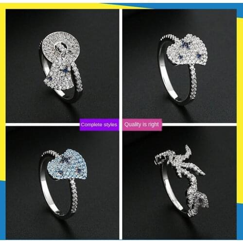 New bell swallow diamond inlaid personality temperament Korean diamond ins retro fresh ring women can wear brand jewelry