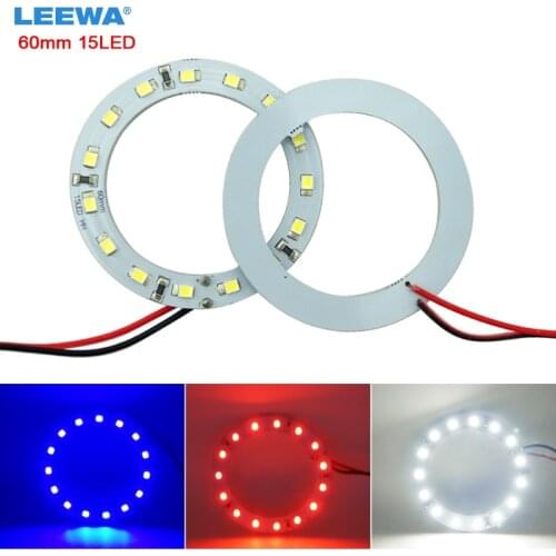 LEEWA 50pcs 60mm Car Angel Eyes 1210/3528 15SMD LED Headlight Halo Ring Angel Eye Lighting White Red Blue #CA2667