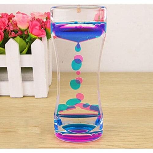 Double Colors Oil Hourglass Liquid Floating Motion Bubbles Timer Desk Decors Pretty Waist Small Kids Toys Home Decoration