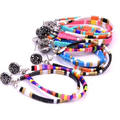 MOON GIRL 2020 New Miyuki Big Stud Earrings for Women Tila Sead Beads Fashion Trendy Statement Handmade Aretes de Mujer