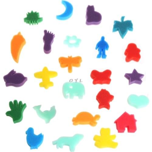 24Pcs Sponge Set Children Kids Art Craft Painting DIY Toy Home Education School