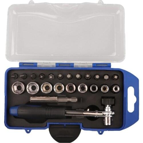 23PCS/Set Socket Bit Set Quick Wrench Ratchet Screwdriver Kit Multi-functional Sockets Wrench Repair Tool Extended Connect Rod