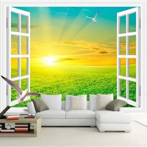 Custom Mural Wallpaper 3D Wilderness Sunrise View Nature Landscape Wall Painting Living Room TV Sofa Bedroom Home Decor Frescoes