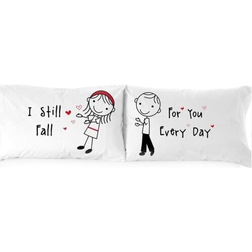 Girl And Boy Image Pillowcase I Still Fall White Bedding Couple Pillow Cover Engagement Gift For Valentine Day