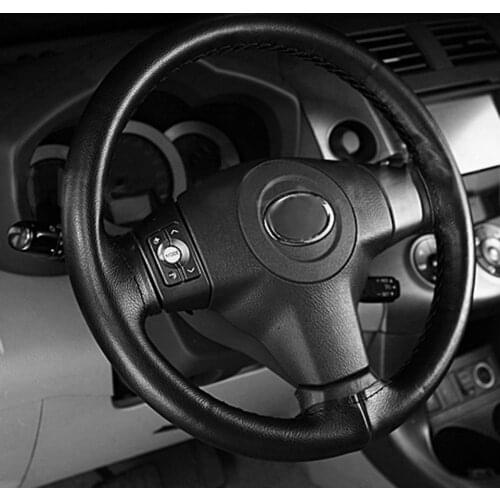 New Anti-slip Breathable PU Leather DIY Car Steering Wheel Cover Case with Needles and Thread Black Car-styling Drop Shipping