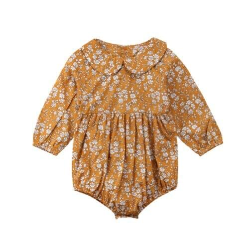 Autumn 0-24M Floral Infant Baby Girl Romper Long Sleeve Floral Print Jumpsuit Soft Cotton Baby Clothes