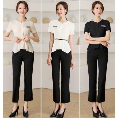 Beauty Salon Workwear Womens Dress Set Summer Short Sleeve Hotel Front Desk Jewelry Store Manager Uniform