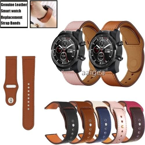 20mm 22mm Genuine Leather Band Strap for Ticwatch Pro 3 E2 S2 GTX Replacement band strap