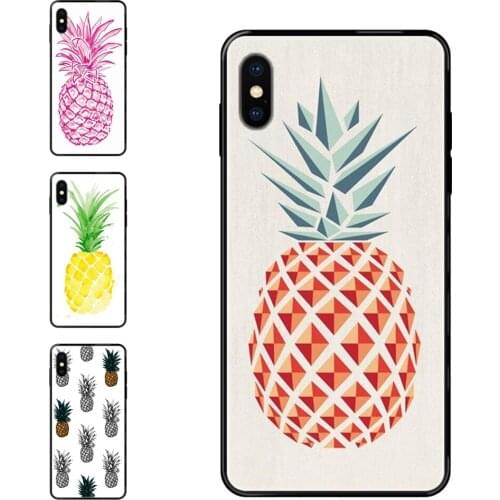 Rubber Enjoy Fruit Pineapple Pattern Black Soft TPU Phone Cover Case Extreme For Galaxy S20 S10e S10 S9 S8 S7 S6 S5 edge Lite