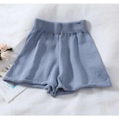 New Fashion Summer Autumn Women Shorts knitted Wide Leg Pants Elastic High Waist Short Pants Students Casual Loose Shorts SF1911