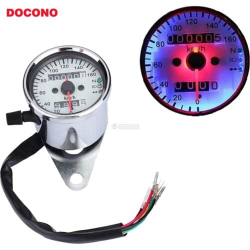 Universal LED Backlight Motorcycle Dual Odometer KM/H Speedometer Gauge Mini Retro Tachometer Autocycle Styling Accessory