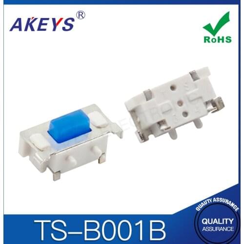 100PCS TS-B001B 3*6*3.5 High temperature touch switch SMD/SMT 2 pin with bracket and column silicone buttons blue