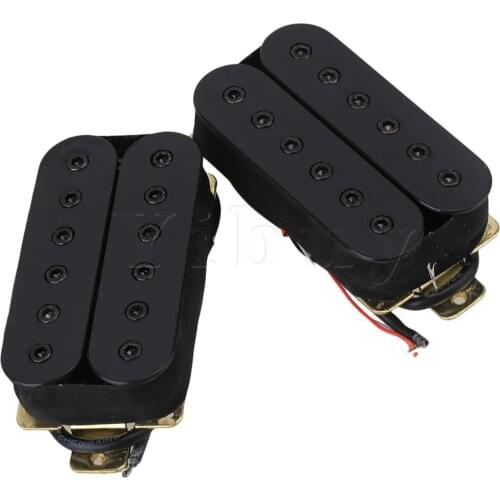Yibuy A Pair of Electric Guitar Double Coil Pickup Guitar Replacement Parts Black
