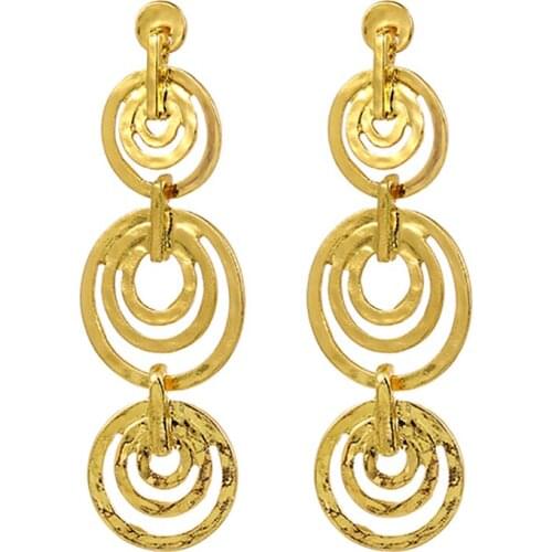 ZHINI New Punk Geometric Round Dangle Earrings for Women Fashion Gold Color Hollow Long Earring Statement Earring Jewelry 2021
