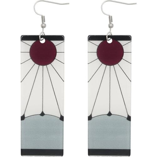 Demon Salyer Earrings for Women Girl Acrylic Tag Ear Clip Cartoon Drop Hoop Earing Anime Jewelry