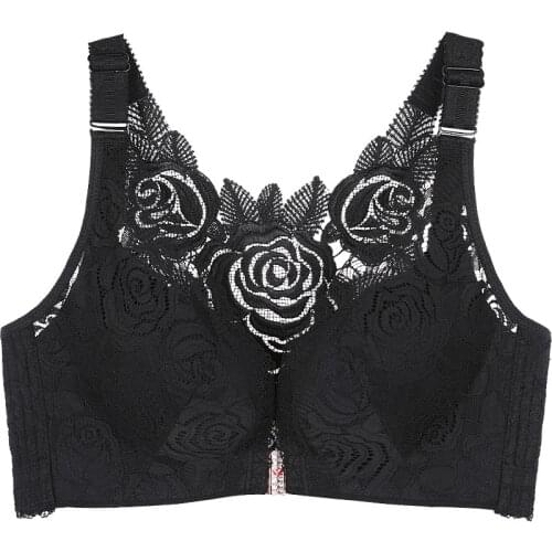 Rose beautiful back sexy underwear plus size women push up bra for women top female Front button bra 46D 105D