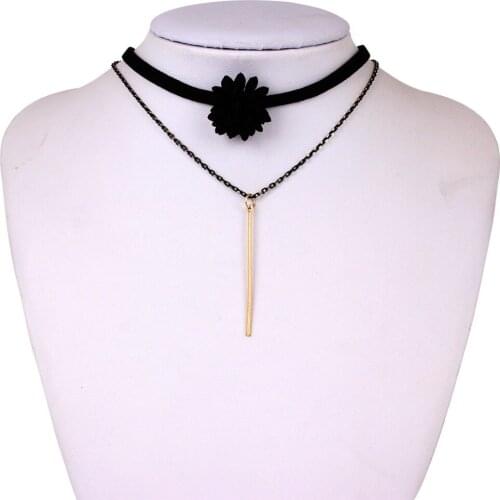Fashion New Women Choker Necklace Alloy Pendant Flower Design Multilayers Necklaces Female Fashion Accessories