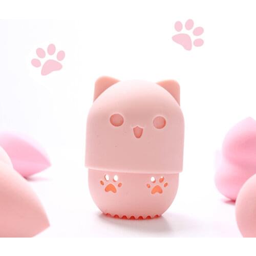 1Pcs Beauty Powder Puff Sponge Makeup Drying Case Portable Soft Silicone Cosmetic Blender Sponge Holder