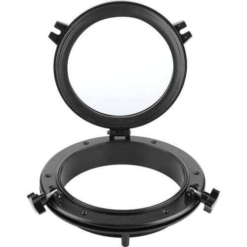 10in Marine Porthole Round Black Portlight Stalinite Window Universal for RV Boat Yacht Tempered Glass Porthole